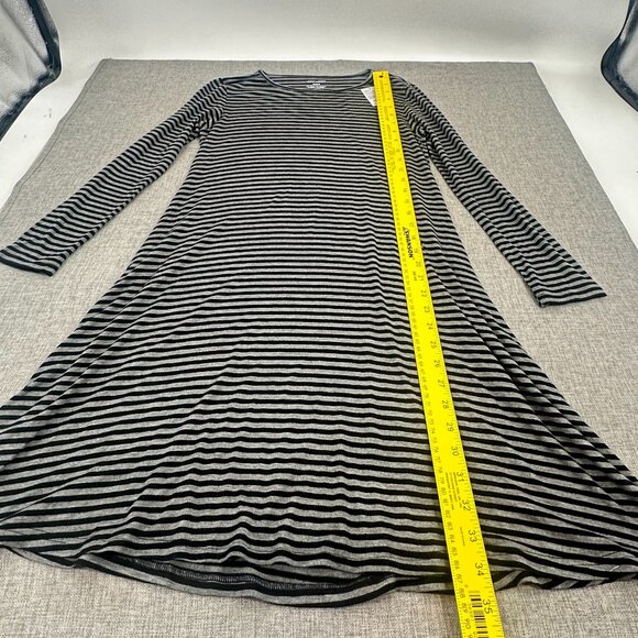 NEW! West Loop Striped Dress Black & Gray Medium Long Sleeve Stretch Rayon & Spa - Picture 7 of 11